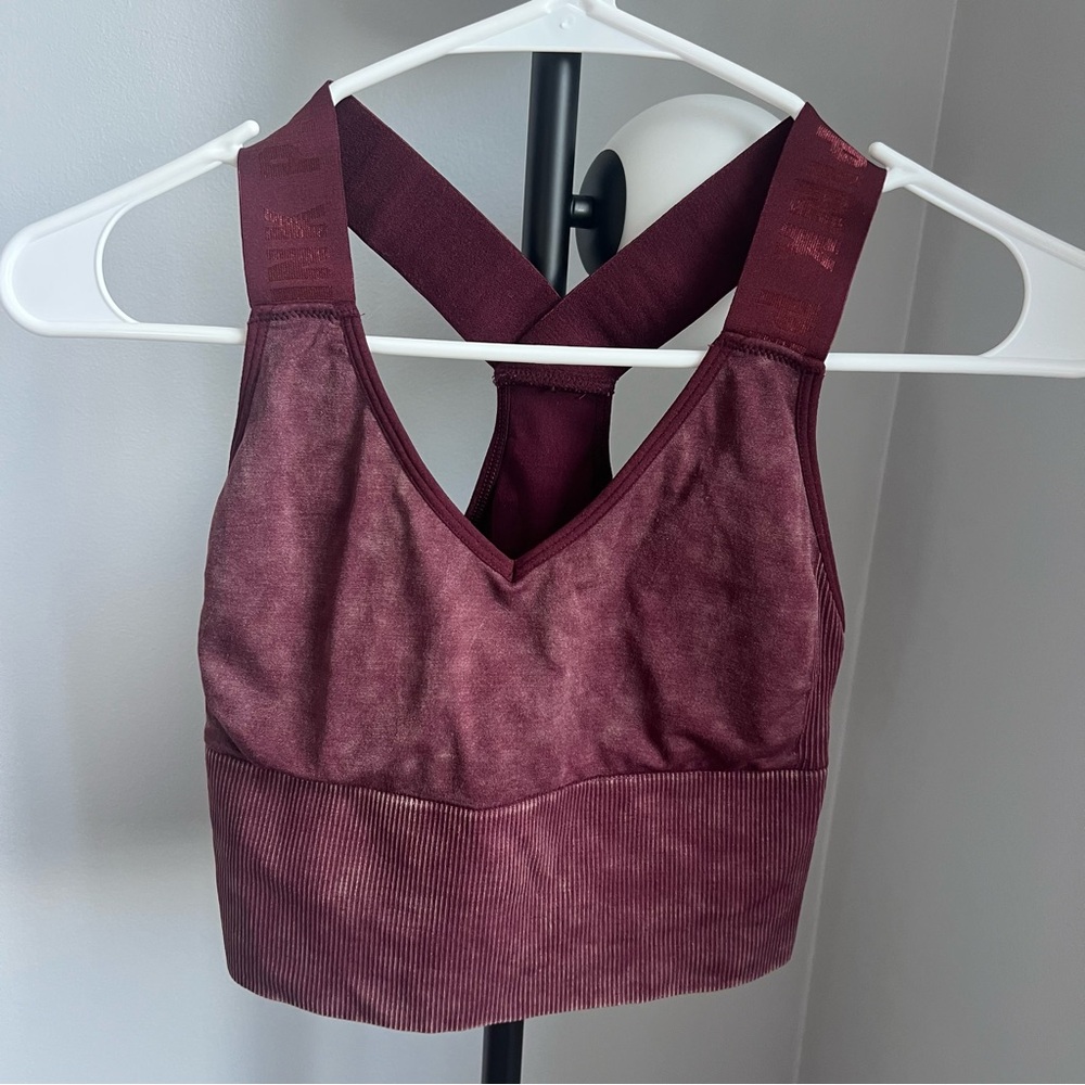 Burgundy Long Line Padded Sports Bra